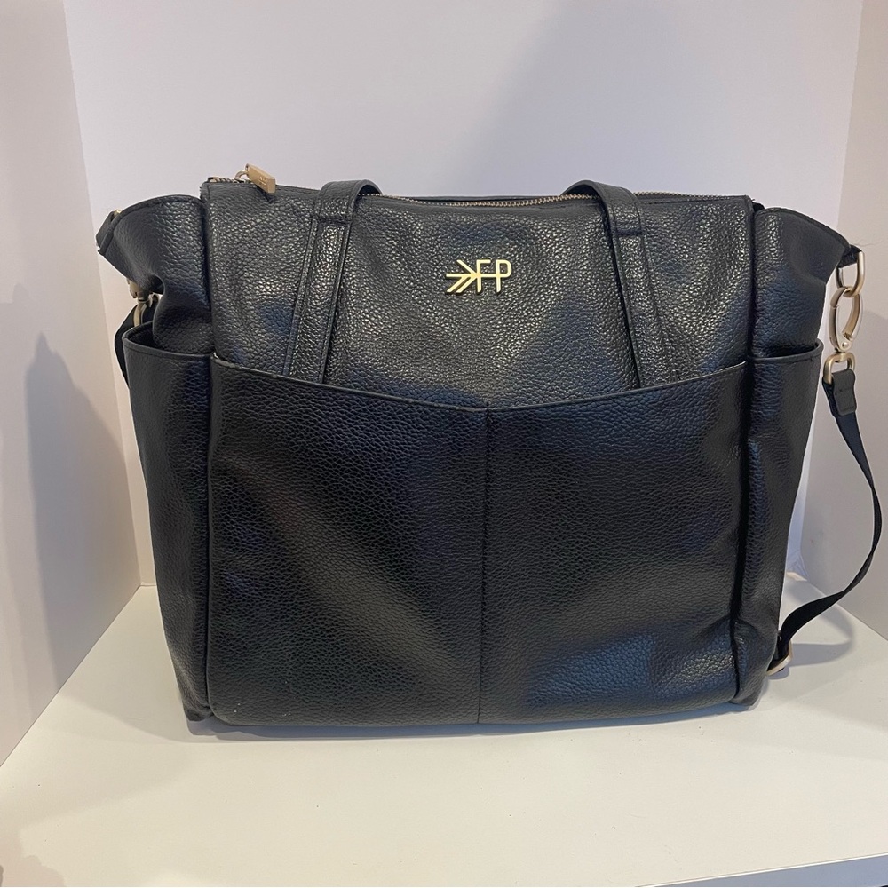 Freshly Picked Vegan Leather Black Carry All Diaper Bag Ebony